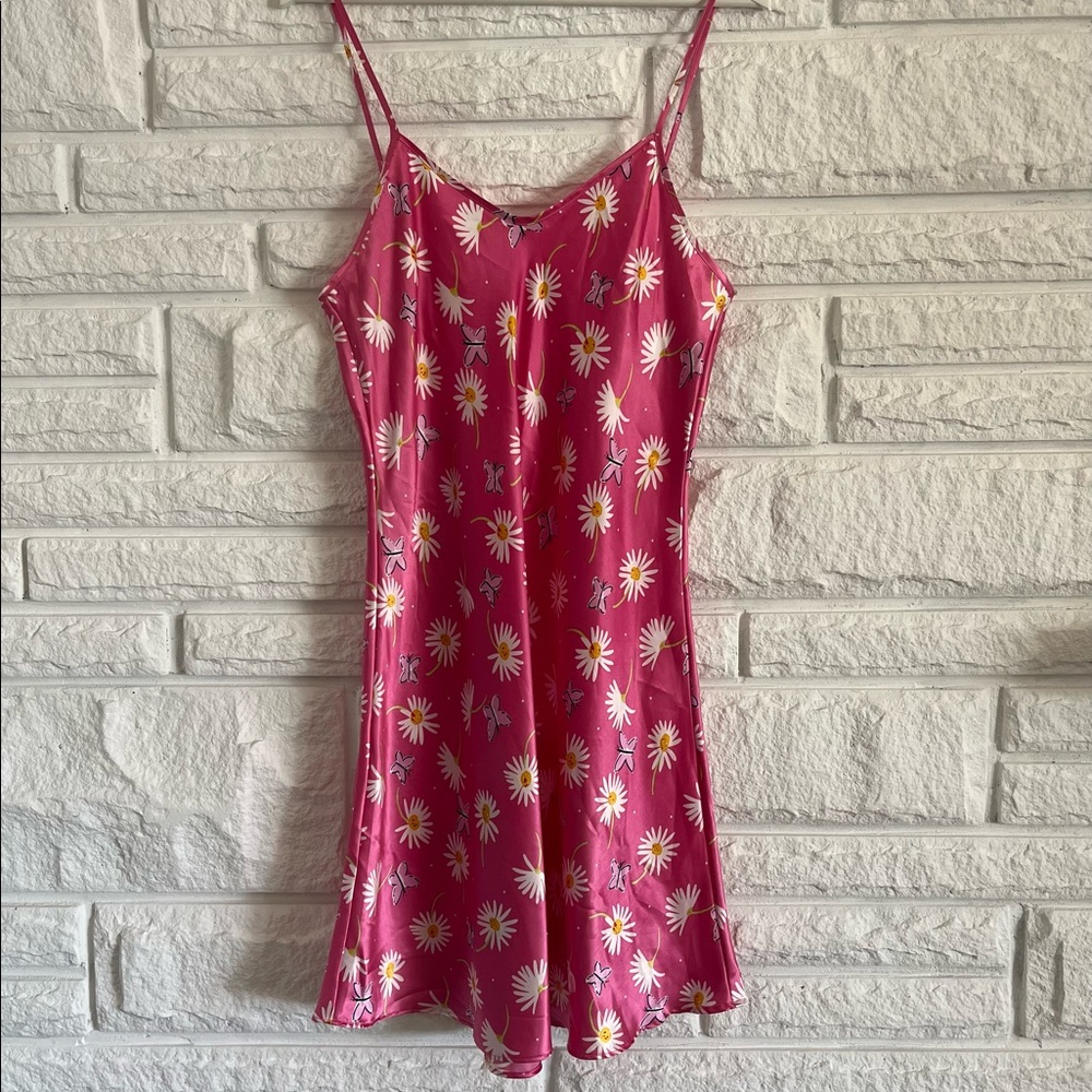 Pink floral slip dress